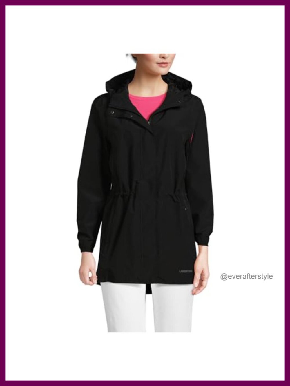 Lands' End Squall Packable Waterproof Raincoat Windproof Hooded
